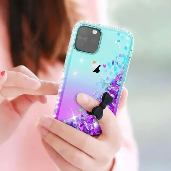 NEW LeYi iPhone 11 Case W/ 2 Tempered Glass Protectors Teal Glitter - Picture 8 of 10